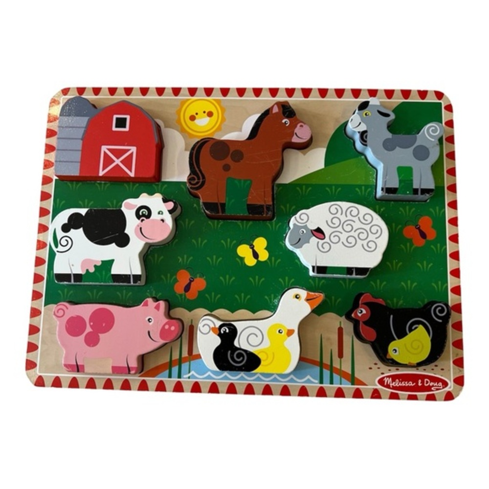 Melissa & Doug Farm Animals Wooden Peg Puzzle